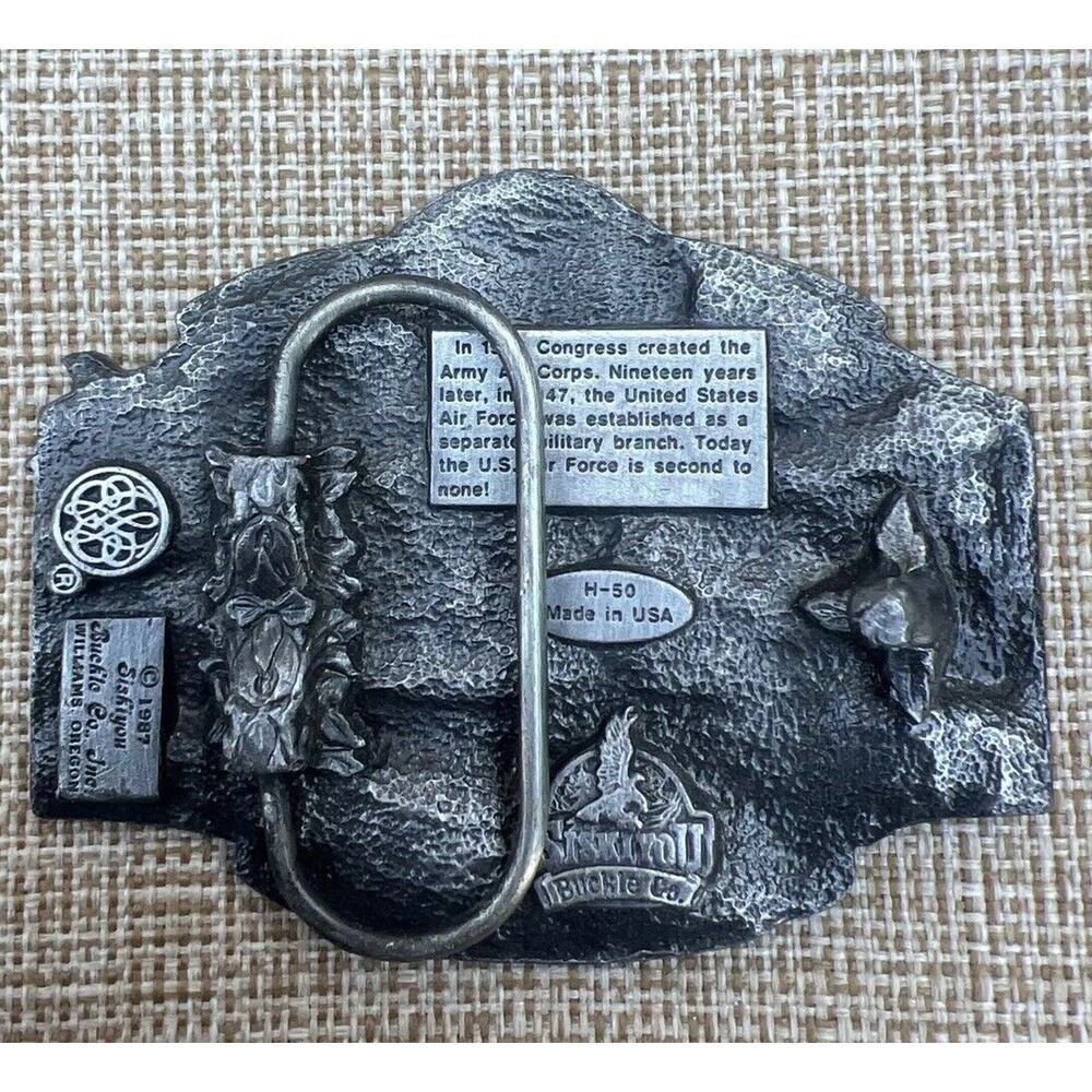 Vintage 80's 1987 United States Air Force Siskiyou Bergamot Belt Buckle USA Made - Picture 3 of 6